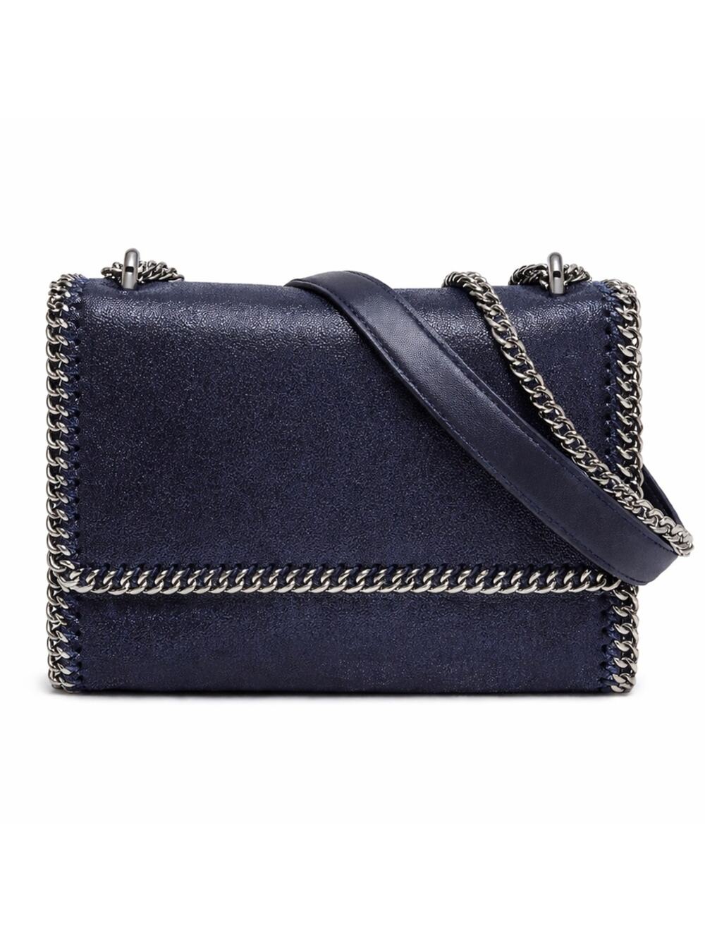 STELLA MCCARTNEY Navy Convertible Shoulder Bag Falabella Shaggy Deer Crossbody